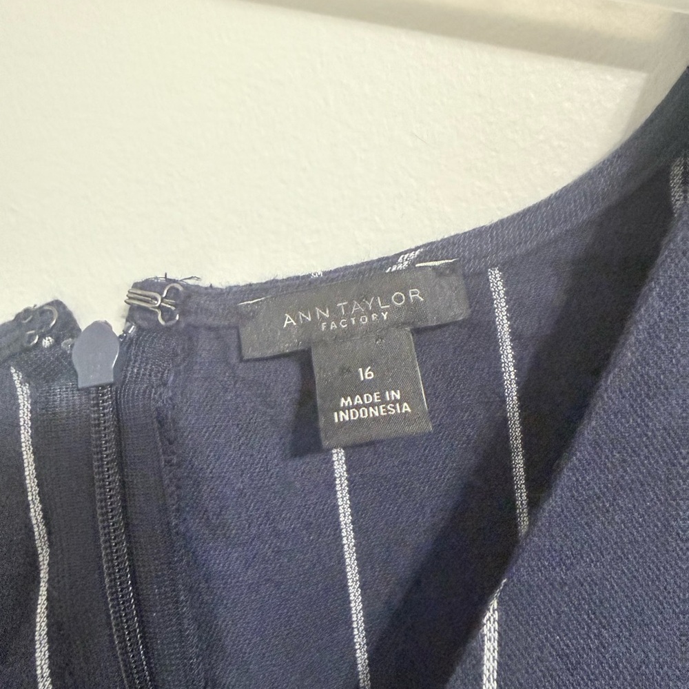 Ann Taylor Factory Navy and White Vertical-Stripe Midi Dress - Picture 3 of 5